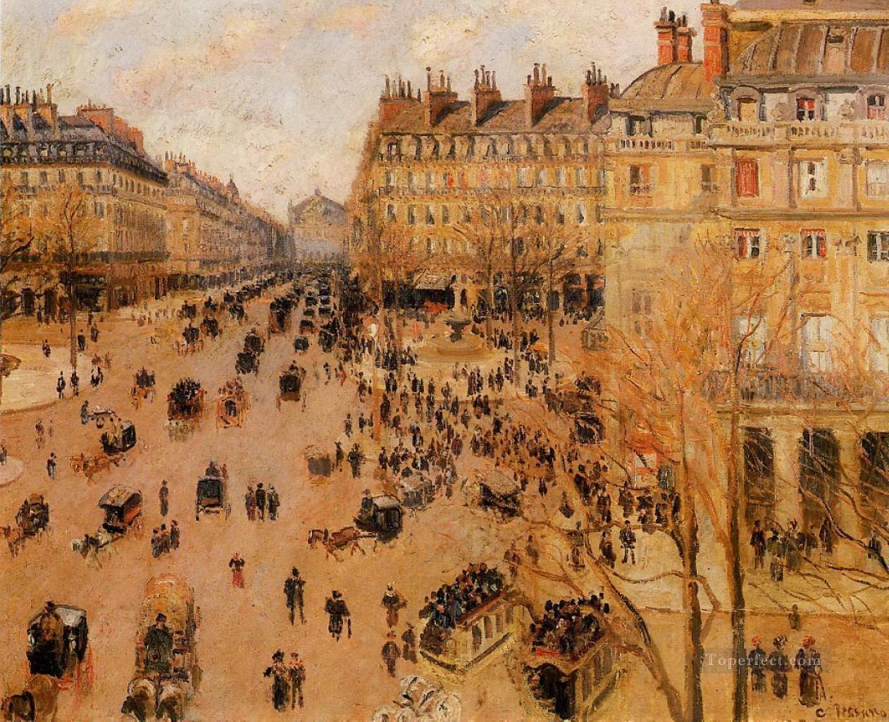 place du thretre francais sun effect 1898 Camille Pissarro Parisian Oil Paintings